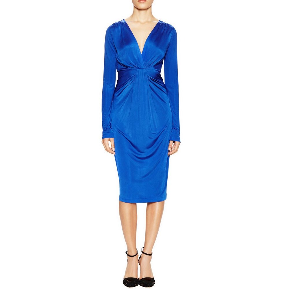 NWT Diane von Furstenberg DVF Drape Dress US 6 V-neck Back Zip